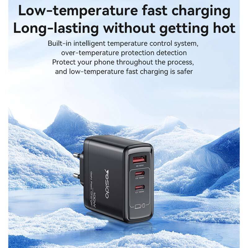 شارژر دیواری 100 وات یسیدو YC142 GaN QC PD