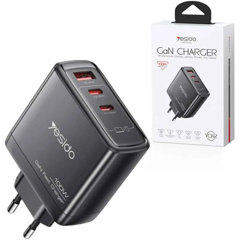 شارژر دیواری 100 وات یسیدو YC142 GaN QC PD