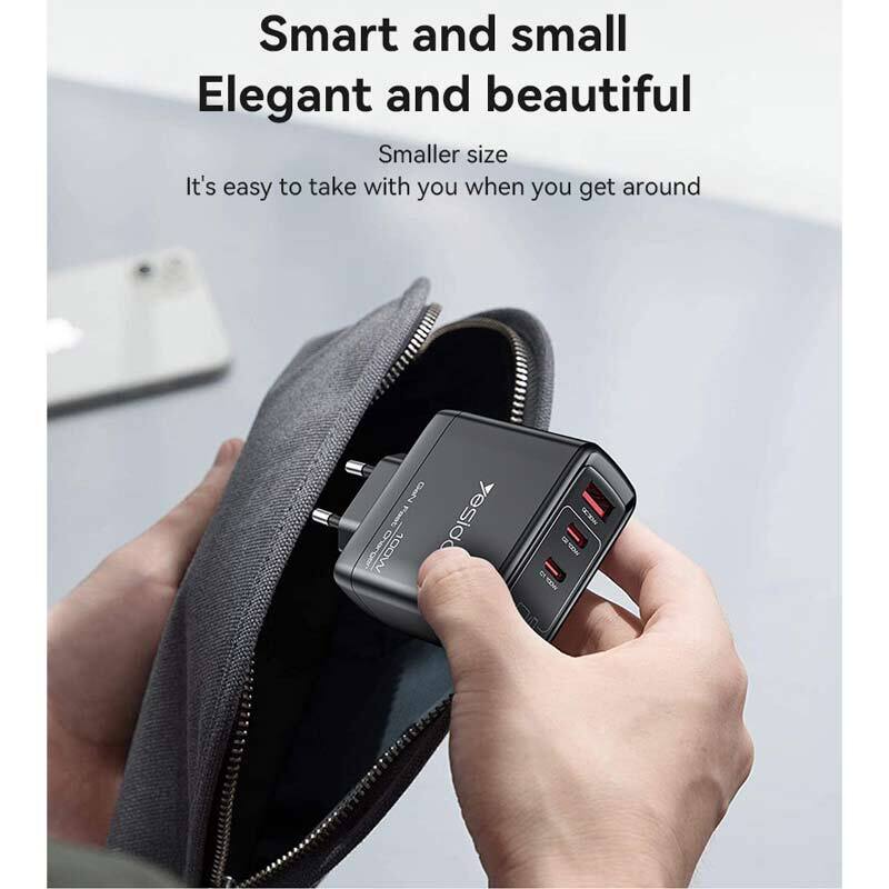 شارژر دیواری 100 وات یسیدو YC142 GaN QC PD