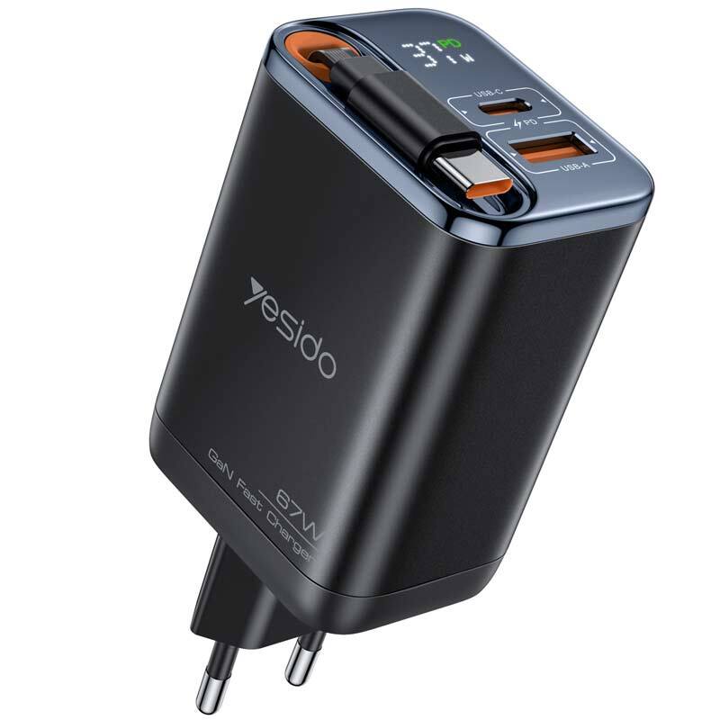 شارژر دیواری 67 وات یسیدو YC100 GaN QC PD 3.35A