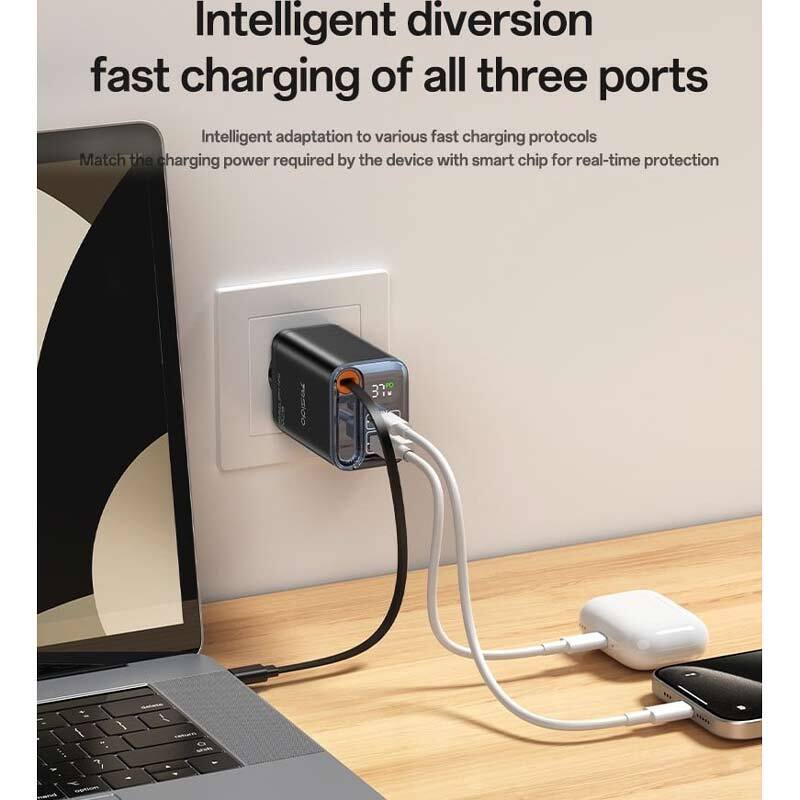 شارژر دیواری 67 وات یسیدو YC100 GaN QC PD 3.35A