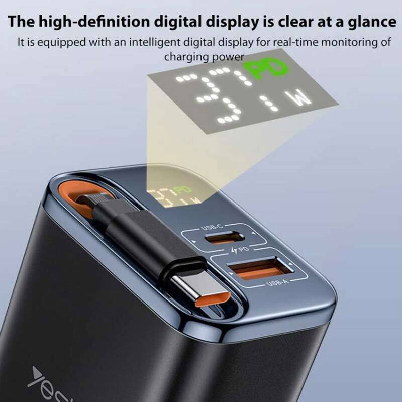 شارژر دیواری 67 وات یسیدو YC100 GaN QC PD 3.35A