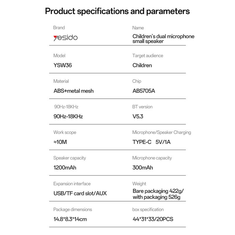 اسپیکر بلوتوثی یسیدو YSW36 + میکروفون