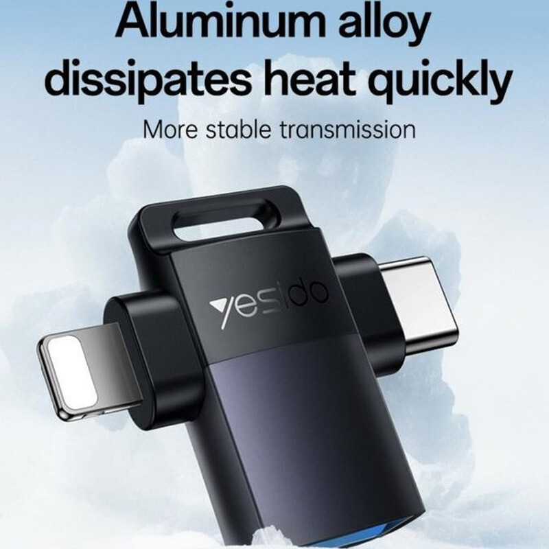 تبدیل USB3.0 OTG به تایپ سی / لایتنینگ یسیدو GS35