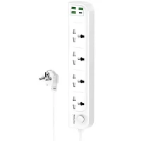 چند راهی 4 خانه برق یسیدو MC20 با کابل 2 متری + شارژر USB و Type-C