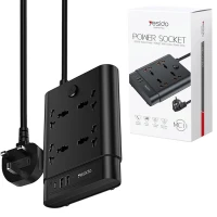 چند راهی 4 خانه برق یسیدو MC11 با کابل 2 متری + شارژر USB و Type-C