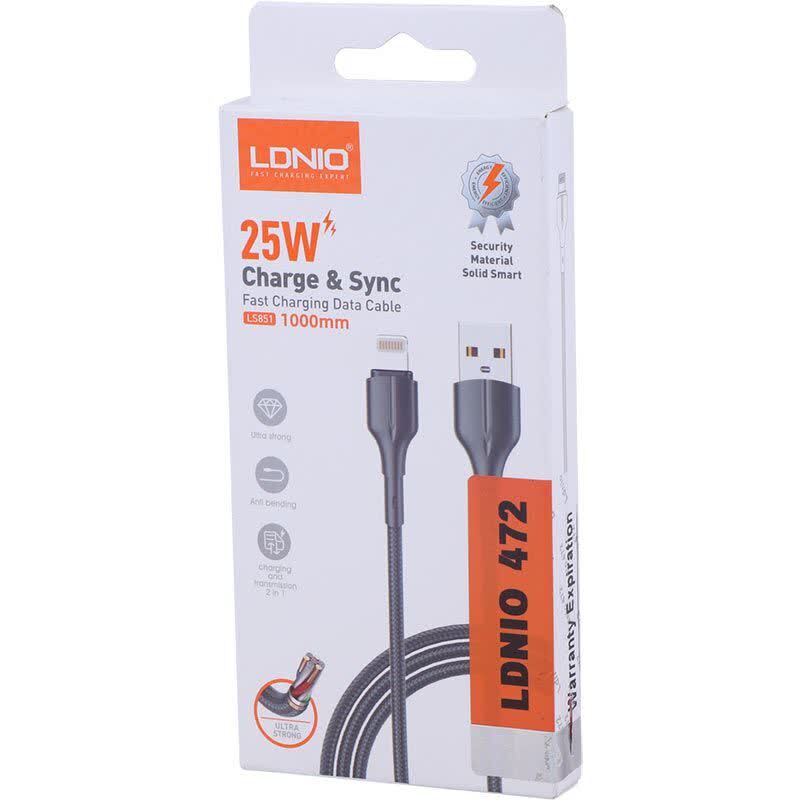 کابل لایتنینگ فست شارژ 25 وات الدینیو LS851 طول 1 متر