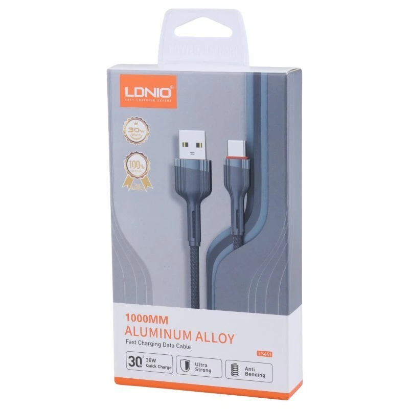 کابل لایتنینگ فست شارژ 30 وات الدینیو LS641 طول 1 متر