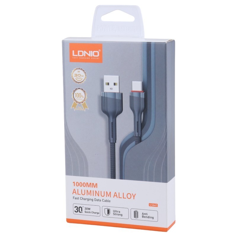 کابل لایتنینگ فست شارژ 30 وات الدینیو LS641 طول 1 متر