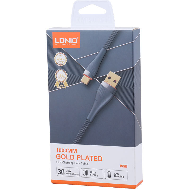 کابل تایپ سی فست شارژ 30 وات الدینیو LS691 طول 1 متر