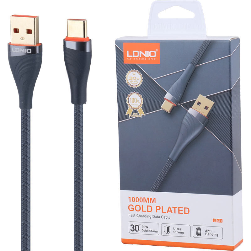 کابل تایپ سی فست شارژ 30 وات الدینیو LS691 طول 1 متر