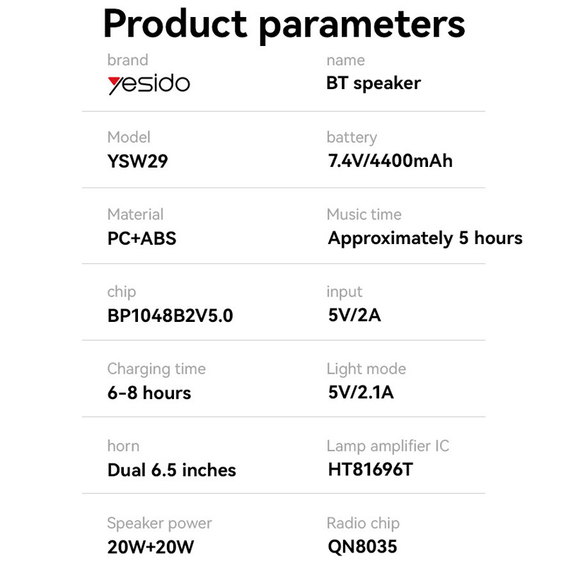 اسپیکر چمدانی بلوتوثی یسیدو YSW29 + میکروفون و ریموت کنترل