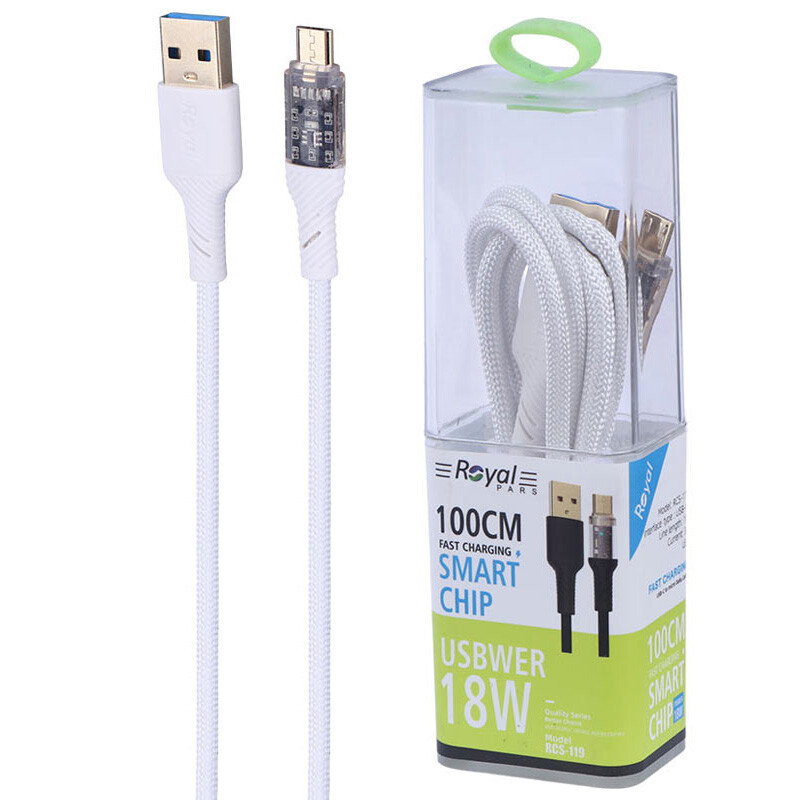 کابل میکرو یو اس بی فست شارژ 18 وات رویال RCS-119 طول 1 متر