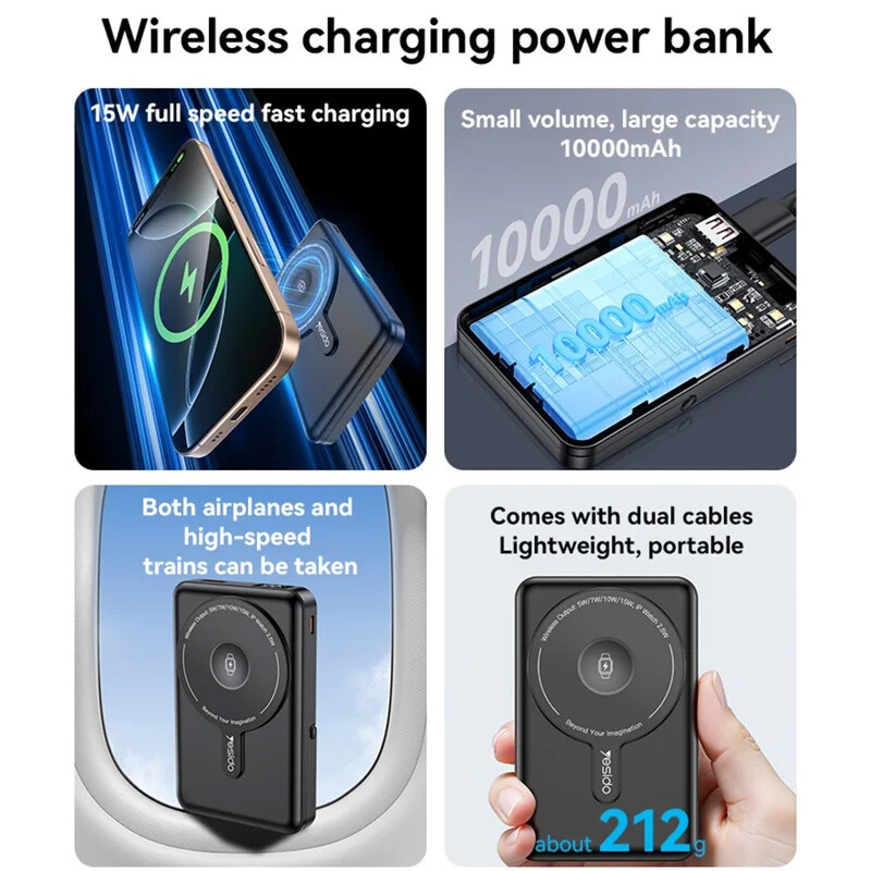 پاور بانک بی سیم فست شارژ یسیدو YP72 PD 22.5W ظرفیت 10000 میلی آمپر ساعت