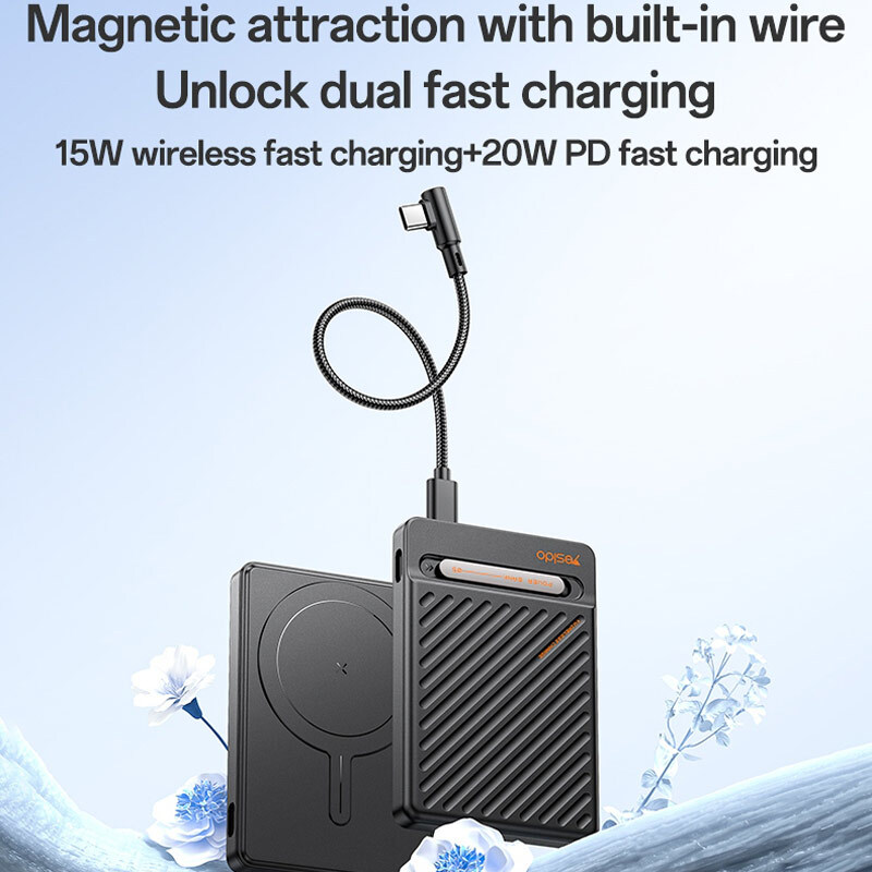 پاور بانک بی سیم فست شارژ یسیدو YP77 PD 20W ظرفیت 5000 میلی آمپر ساعت