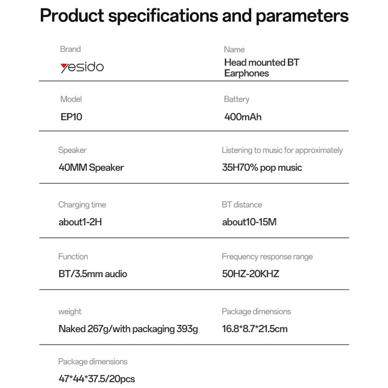 هدفون بلوتوثی یسیدو EP10
