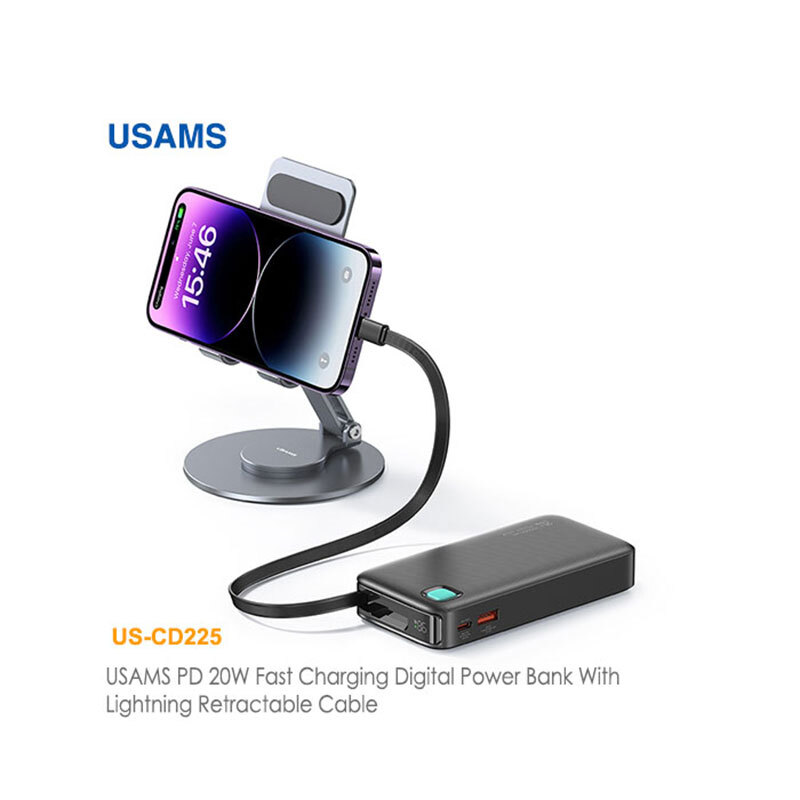 پاور بانک فست شارژ یوسامز CD225 PD 22.5W ظرفیت 10000 میلی آمپر ساعت