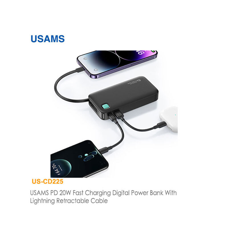 پاور بانک فست شارژ یوسامز CD225 PD 22.5W ظرفیت 10000 میلی آمپر ساعت