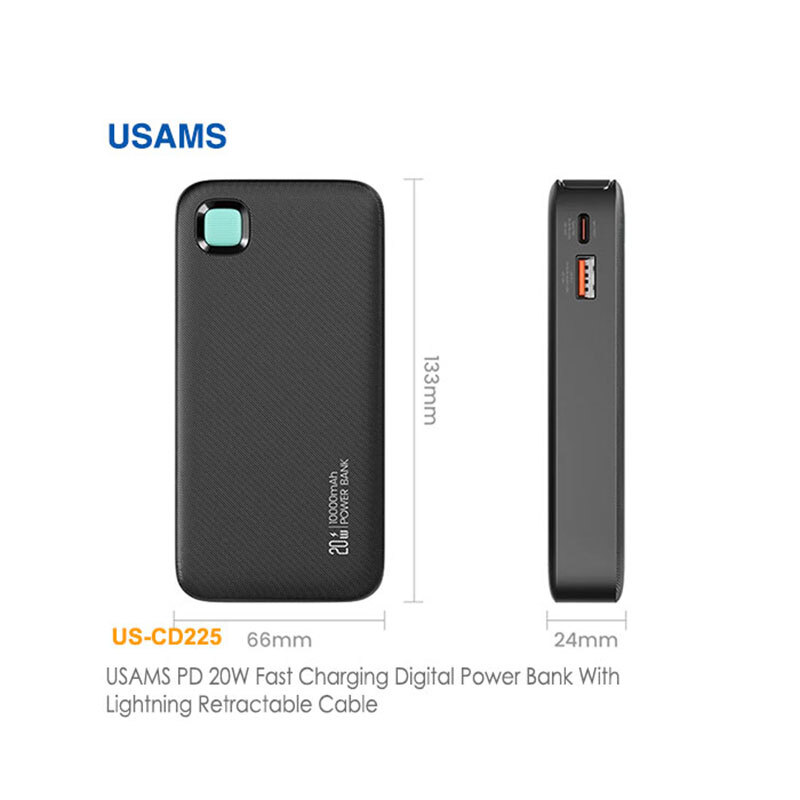 پاور بانک فست شارژ یوسامز CD225 PD 22.5W ظرفیت 10000 میلی آمپر ساعت