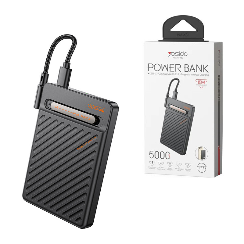 پاور بانک بی سیم فست شارژ یسیدو YP77 PD 20W ظرفیت 5000 میلی آمپر ساعت