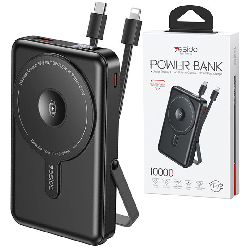 پاور بانک بی سیم فست شارژ یسیدو YP72 PD 22.5W ظرفیت 10000 میلی آمپر ساعت