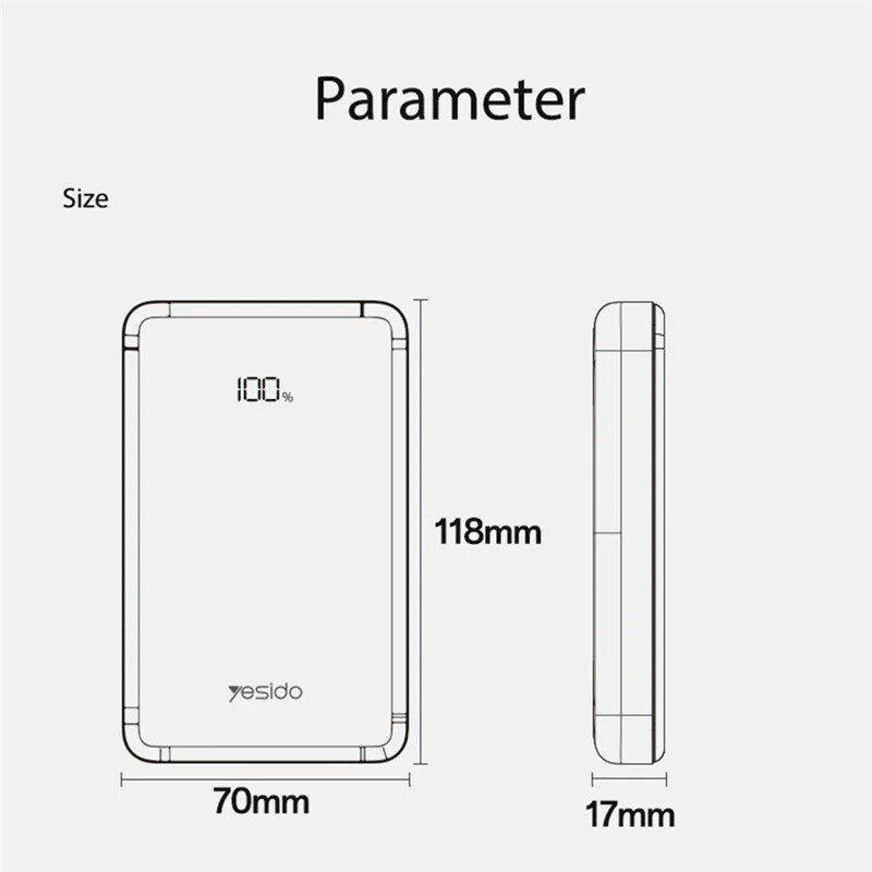 پاور بانک فست شارژ یسیدو YP75 PD 22.5W ظرفیت 10000 میلی آمپر ساعت