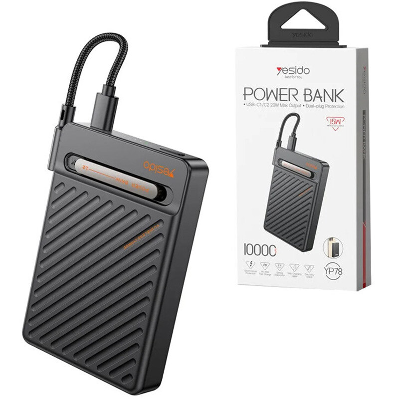 پاور بانک بی سیم فست شارژ یسیدو YP78 PD 20W ظرفیت 10000 میلی آمپر ساعت