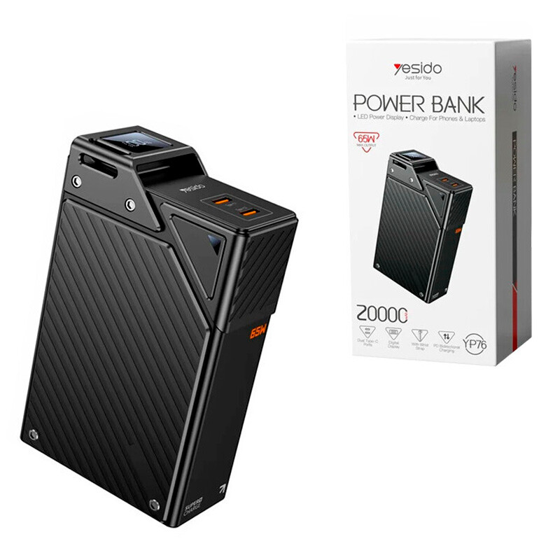پاور بانک فست شارژ یسیدو YP76 PD 65W ظرفیت 20000 میلی آمپر ساعت