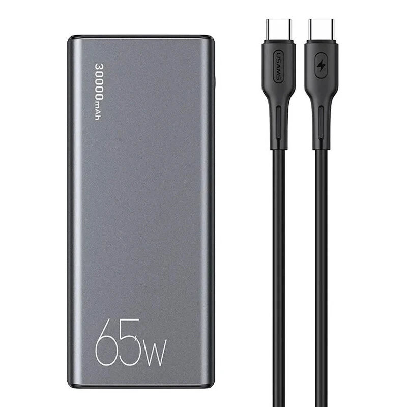 پاور بانک فست شارژ یوسامز US-CM QC3.0 PD 65W ظرفیت 30000 میلی آمپر ساعت