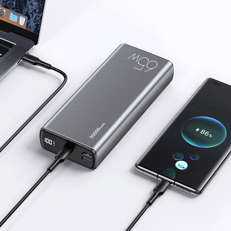 پاور بانک فست شارژ یوسامز US-CM QC3.0 PD 65W ظرفیت 30000 میلی آمپر ساعت