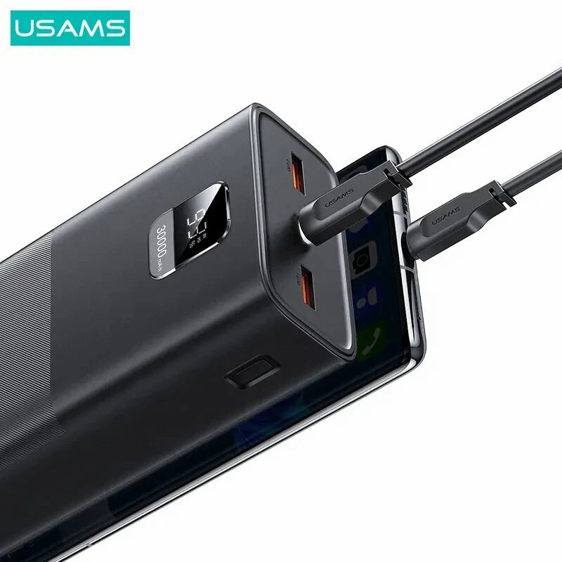 پاور بانک فست شارژ یوسامز Usams-AT QC3.0 PD 65W ظرفیت 30000 میلی آمپر ساعت