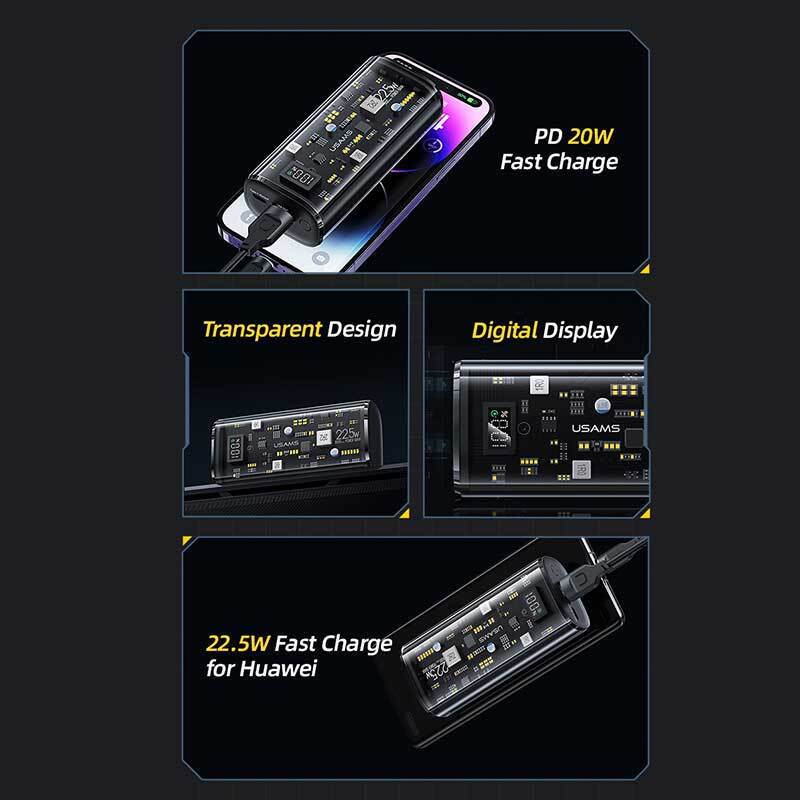 پاور بانک فست شارژ یوسامز US-CD189 QC3.0 PD 20W ظرفیت 9000 میلی آمپر ساعت