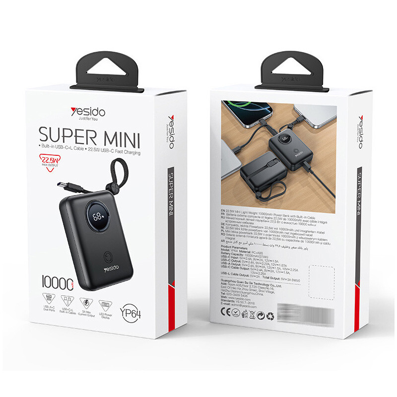 پاور بانک فست شارژ یسیدو YP64 PD QC 22.5W ظرفیت 10000 میلی آمپر ساعت