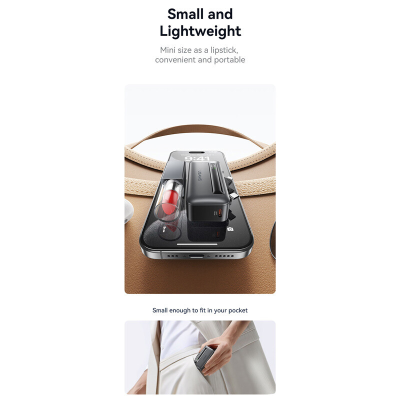 پاور بانک فست شارژ یوسامز CD233 PD 20W ظرفیت 4500 میلی آمپر ساعت