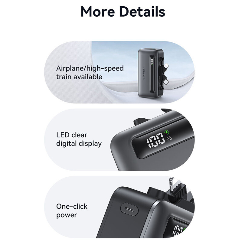 پاور بانک فست شارژ یوسامز CD233 PD 20W ظرفیت 4500 میلی آمپر ساعت