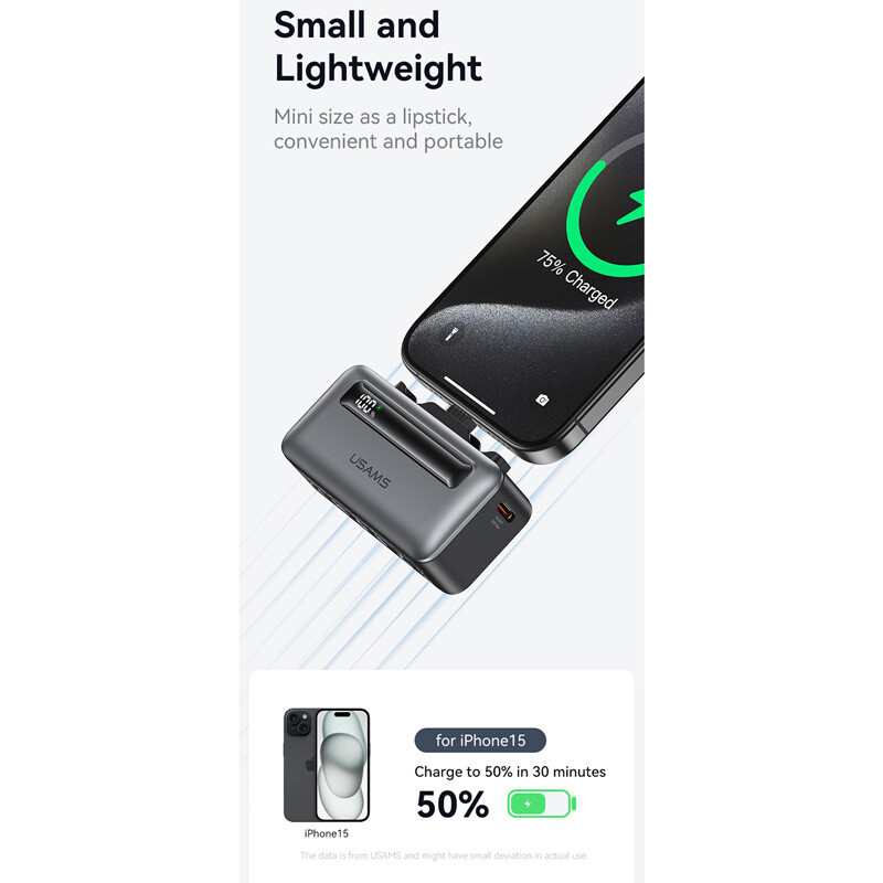 پاور بانک فست شارژ یوسامز CD233 PD 20W ظرفیت 4500 میلی آمپر ساعت