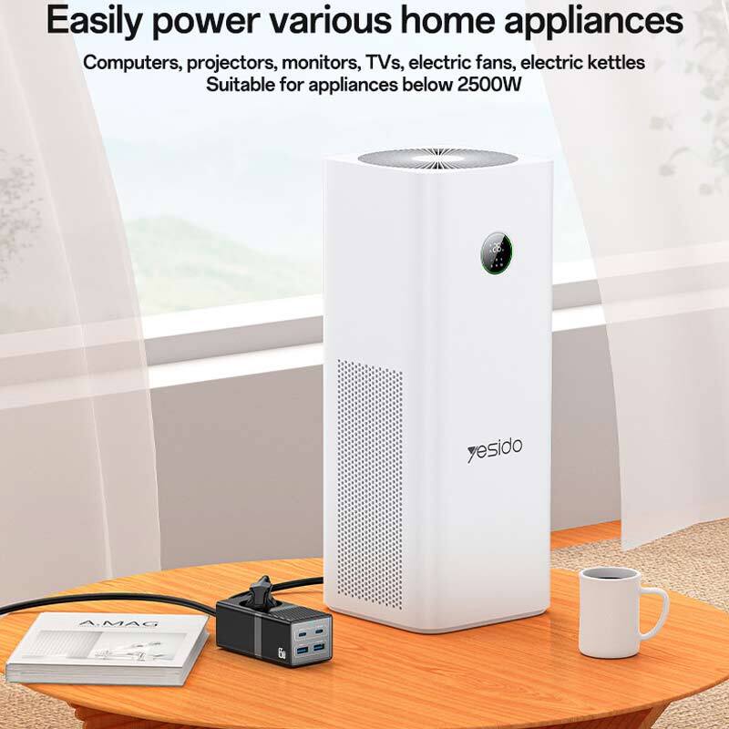 چند راهی 1 خانه برق یسیدو Yesido MC36 با کابل 1.5 متری + شارژر USB و Type-C