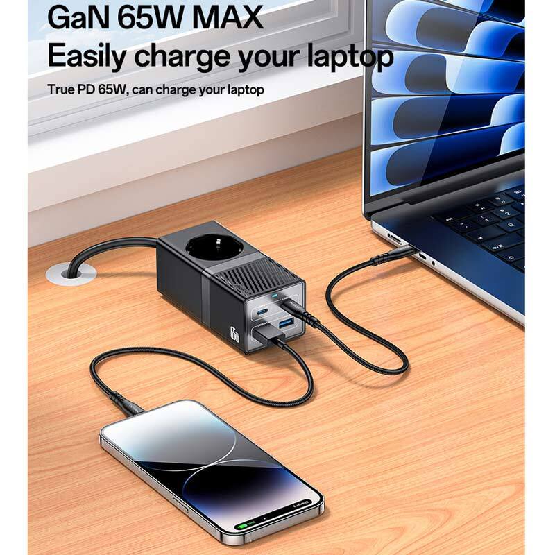 چند راهی 1 خانه برق یسیدو Yesido MC36 با کابل 1.5 متری + شارژر USB و Type-C
