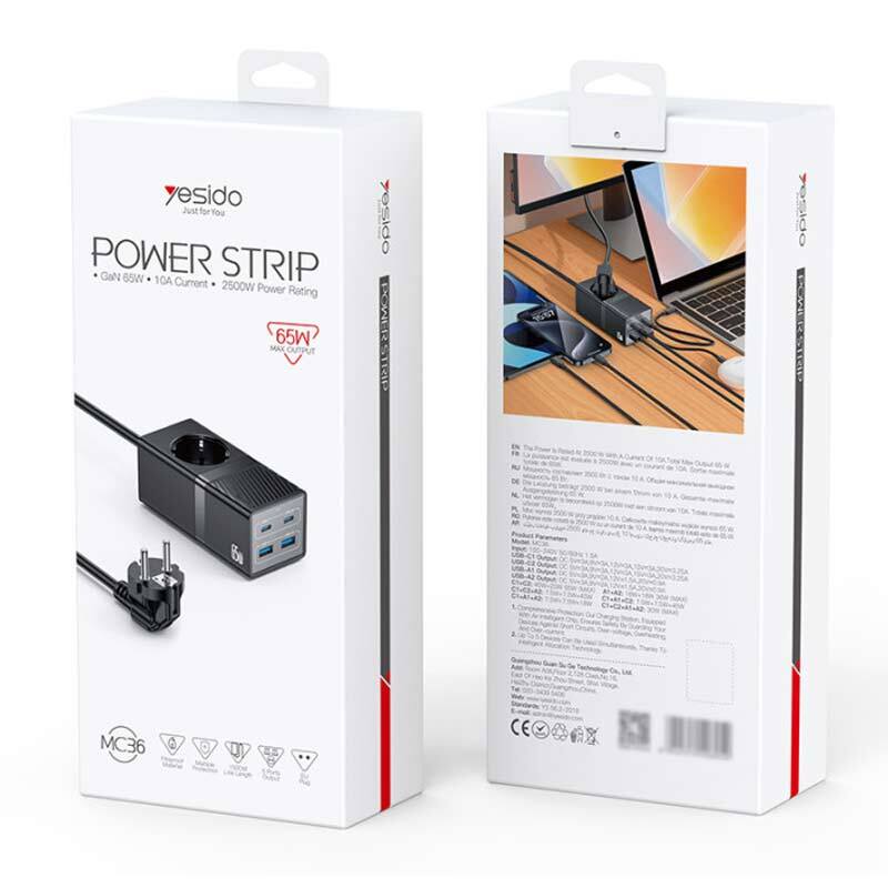 چند راهی 1 خانه برق یسیدو Yesido MC36 با کابل 1.5 متری + شارژر USB و Type-C