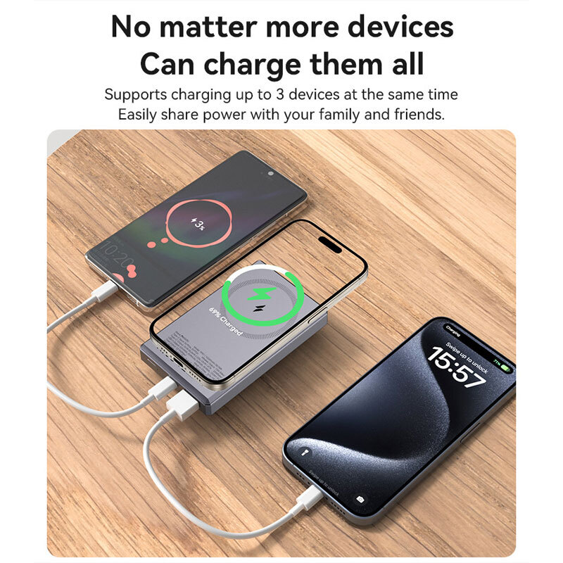 پاور بانک بی سیم فست شارژ یسیدو YP61 QC3.0 PD 22.5W ظرفیت 10000 میلی آمپر ساعت