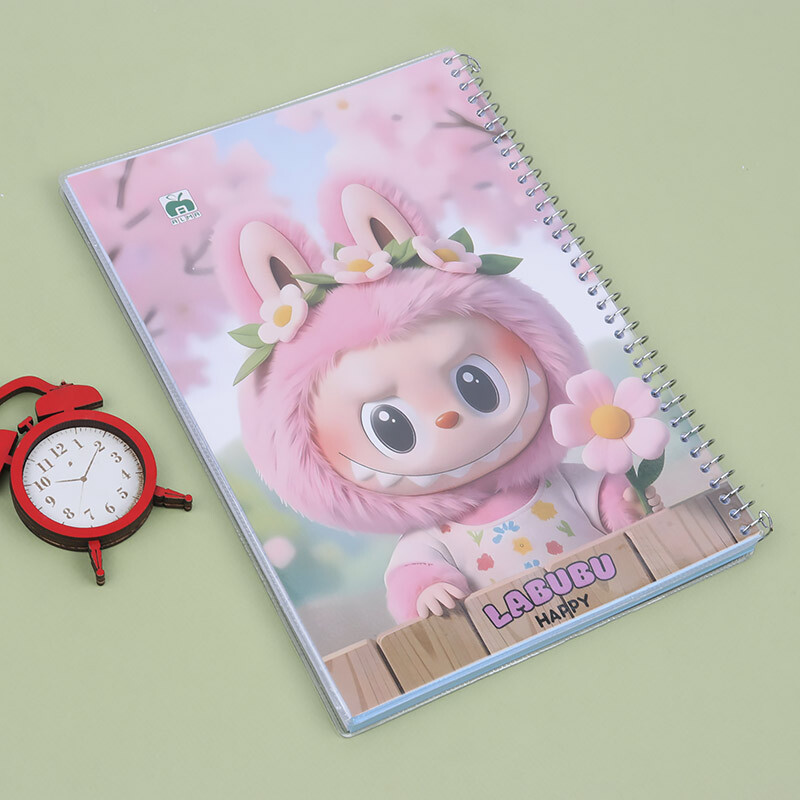 دفتر سیمی 80 برگ طرح لبوبو نهال آلما کد 7826