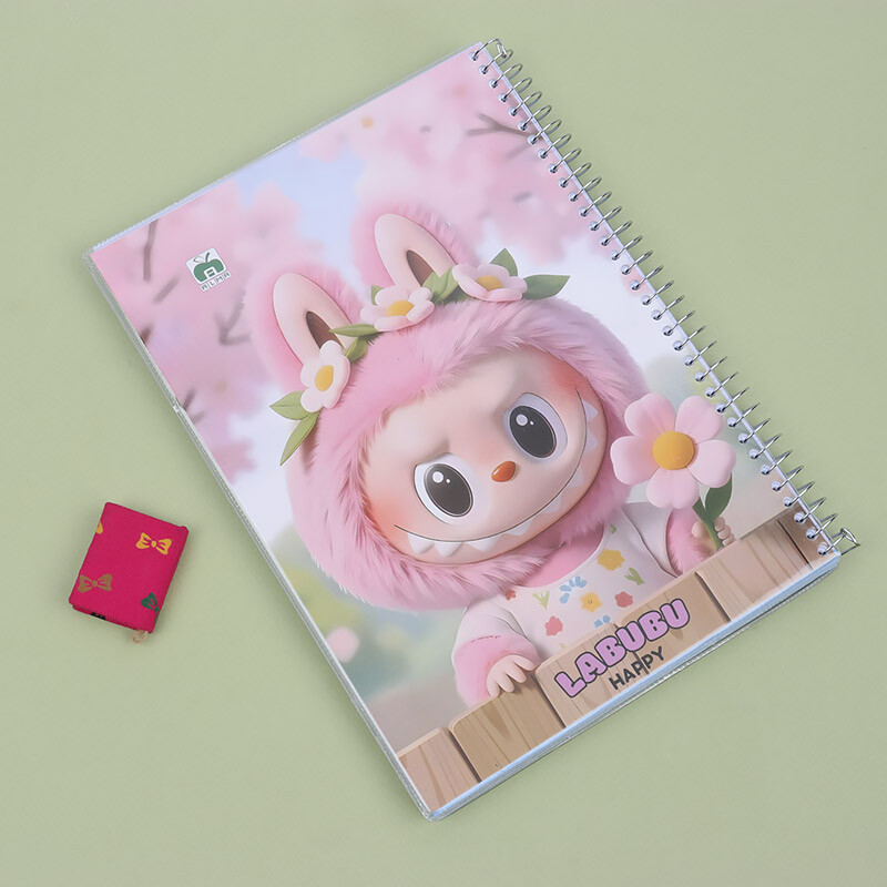 دفتر سیمی 100 برگ طرح لبوبو نهال آلما کد 7126