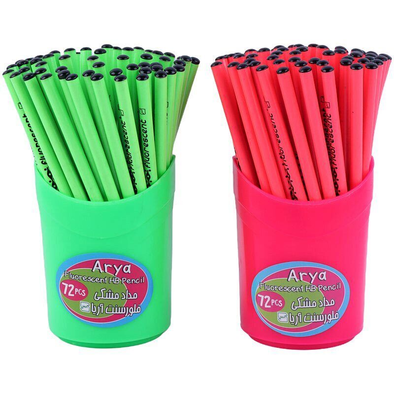 مداد مشکی آریا Fluorescent 3008 بسته 72 عددی