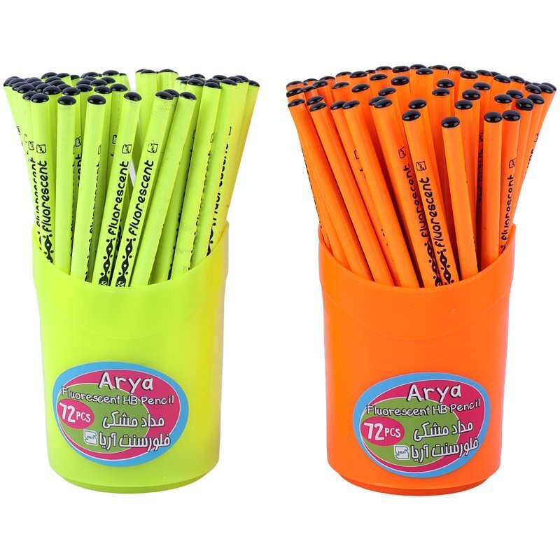 مداد مشکی آریا Fluorescent 3008 بسته 72 عددی