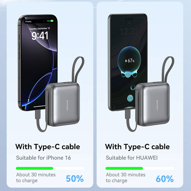 پاور بانک فست شارژ یوسامز CD240 QC3.0 PD 20W ظرفیت 10000 میلی آمپر ساعت