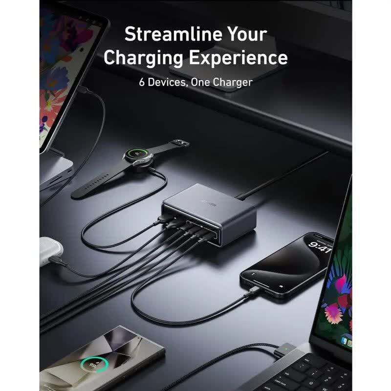 شارژر رومیزی فست شارژ 6 پورت Anker Prime A2683 GaN PD 100W