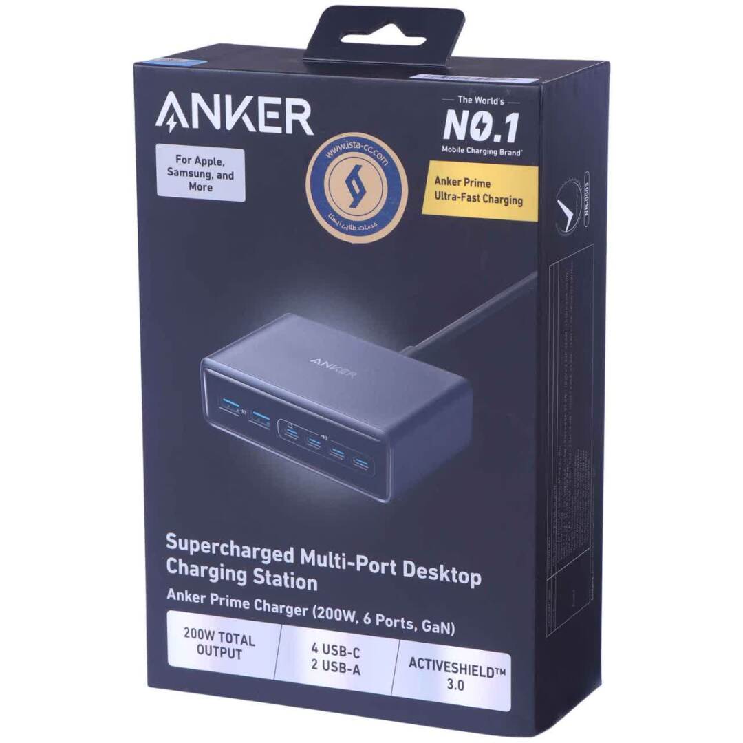 شارژر رومیزی فست شارژ 6 پورت Anker Prime A2683 GaN PD 100W