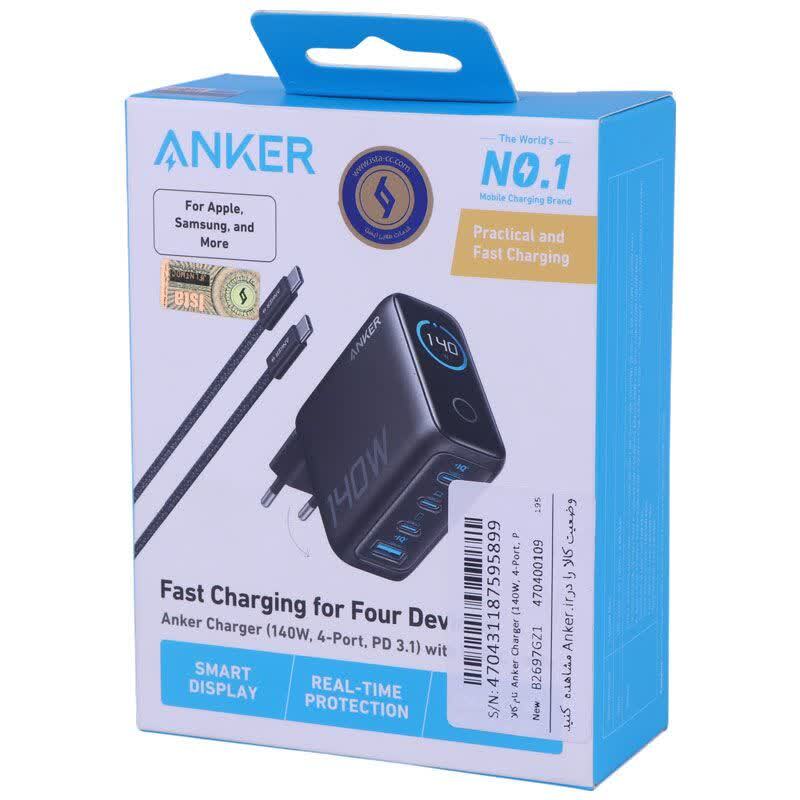 شارژر دیواری 140 وات انکر B2697 GaN PD3.1 5A + کابل تایپ سی