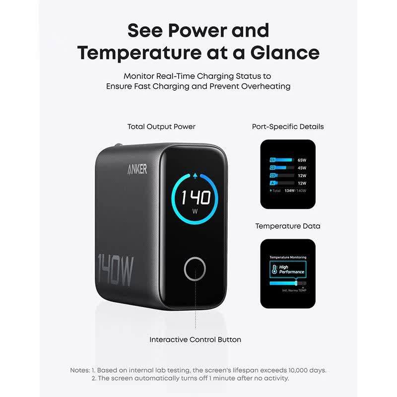 شارژر دیواری 140 وات انکر B2697 GaN PD3.1 5A + کابل تایپ سی