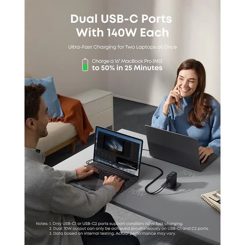 شارژر دیواری 140 وات انکر B2697 GaN PD3.1 5A + کابل تایپ سی